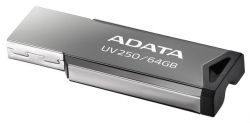 USB Flash Drive 64Gb A-Data UV250, Silver/Black,   (AUV250-64G-RBK) -  3