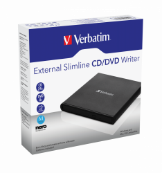    Verbatim SlimLine, Black, DVD-RW, USB 2.0, 145 x 11 x 133 , 215  (98938) -  3