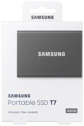 SSD  Samsung Portable SSD T7 500Gb Gray USB 3.2 3D TLC (MU-PC500T/WW) -  7
