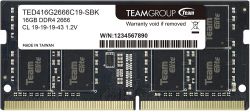  SO-DIMM, DDR4, 16Gb, 2666 MHz, Team, 1.2V, CL19 (TED416G2666C19-S01)