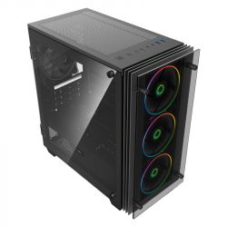  GameMax Mini Stratos Black,  , Mid Tower, Micro ATX / Mini ITX, 2USB 3.0, 4x120  LED, 412x193x415 , 0.6 , 3.6  (H609) -  5