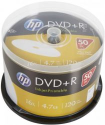  DVD+R 50 HP, 4.7Gb, 16x, Printable, Cake Box (DRE00026WIP-3) -  1