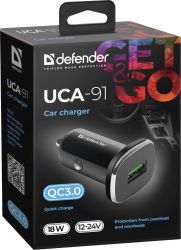    Defender UCA-91, Black, 1xUSB QC 3.0, 18 ,       (83830) -  2