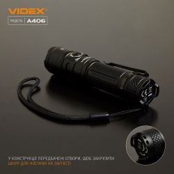 ˳ Videx A406, Black, 4000 , 6500K,  200 , 6  ,    ,  CREE XHP50.2 20W,  (21700, 4000 mAh, 7A -  9