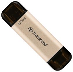 USB 3.2 / Type-C Flash Drive 128Gb Transcend JetFlash 930C, Gold/Black, 420/400 Mb/s (TS128GJF930C)