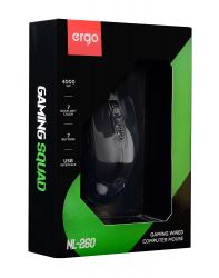 Ergo NL-260, Black, USB,  ( 5312RGB), 800-4000 dpi, 7 , LED-, 1.5  -  4