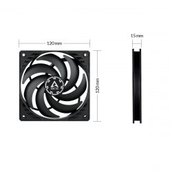 ���������� 120 ��, Arctic P12 Slim PWM PST, Black, 120�120�15 ��, PWM, 300-2100 ��/���, 4-pin, �������������� ��������� (ACFAN00187A) - �������� 5