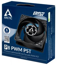 ���������� 80 ��, Arctic P8 PWM PST, Black, 80�80�25 ��, PWM, 200-3000 ��/���, 4-pin, �������������� ��������� (ACFAN00150A) - �������� 4