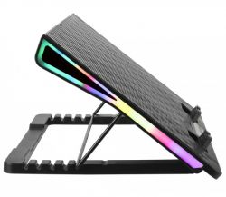 Подставка для ноутбука до 17" Esperanza "Alize", Black, 1x18 см вентилятор (21 dB, 600-800 rpm), 6 скоростей, 7 режимов RGB подсветки, ЖК экран, 2xUSB, 400x288x36 мм (EGC101) - Картинка 3