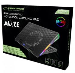 Подставка для ноутбука до 17" Esperanza "Alize", Black, 1x18 см вентилятор (21 dB, 600-800 rpm), 6 скоростей, 7 режимов RGB подсветки, ЖК экран, 2xUSB, 400x288x36 мм (EGC101) - Картинка 5