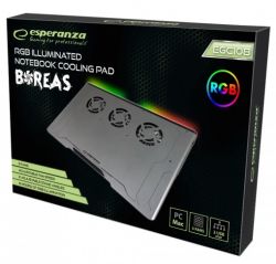 ϳ    17" Esperanza "Boreas", Grey, 3x8   (20-26 dB, 2200-2500 rpm), 8  RGB , 2xUSB, 420x270x30  (EGC108) -  5