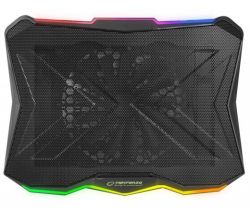 Подставка для ноутбука до 17" Esperanza "Xalok", Black, 1x18 см вентилятор (17-20 dB, 800 rpm), 10 режимов RGB подсветки, 2xUSB, 400x300x26 мм (EGC110) - Картинка 2