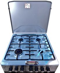 Плита комбінована Castle CPG-60X, Steel, варильна поверхня з духовкою, поворотні перемикачі, 4 газові конфорки, електрична духовка, емальована решітка, верхній та нижній тін, конвекція, газконтроль, автопідпал, металева кришка, 86.5x60x60 см - Картинка 3