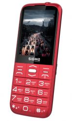   Sigma mobile Comfort 50 Grace, Red, "", 2 Mini-SIM,  2.8"  (320x240), , 6261D,  microSD (max 32GB), FM-, , BT, Cam 0.3Mp, 1700 mAh -  3
