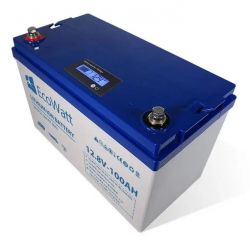    12 100A Ecowatt ECO-12-100S, LiFePO4 Lithium Battery 12.8V 100Ah With LED And Smart BMS Integrated -  2