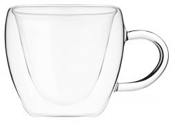 Набор чашек с ручками Ardesto AR2625GHL, 250мл, двойная стенка, боросиликатное стекло, в комплекте 2шт, термостойкость: -20…+150 °C, 9.5 см (высота)/верхний диаметр: 10 см