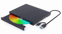Оптич.привід USB Gembird DVD-USB-03, USB 3.0 (+ Type-C), чорний