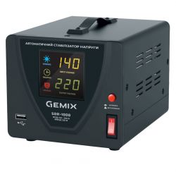 Стабилизатор Gemix SDR-1000 1000VA (700 Вт), вход. напряжение 140-260В, исх напряжение 220В + - 6,8% 50 Гц, цифровые индикаторы