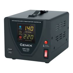 Стабилизатор Gemix SDR-500 500VA (350 Вт), вход. напряжение 140-260В, исх напряжение 220В + - 6,8% 50 Гц, цифровые индикаторы