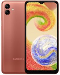  Samsung Galaxy A04 (A045), Copper, 2 Nano-SIM, 6.5" (1600x720, PLS), MediaTek Helio G35 (4x2.3+4x1.8 GHz), PowerVR GE8320, 4GB, 64GB, microSD, 50Mp + 2Mp, 4G, WiFi, BT, Type-C, 5000 mAh, Android 12 (SM-A045FZCG) -  1