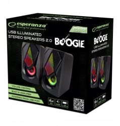  2.0 Esperanza "Boogie", Black, 3.5 , 2 x 2.5 ,  , LED ,   USB, 1.2  (EGS102) -  2