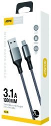  USB - micro USB 1  Aspor Black, 3.1A (AC-25)