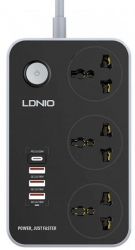 Գ  2  LDNIO SC3412, 3  + 4 USB, 2 ,  30,75 , Black, Box -  2