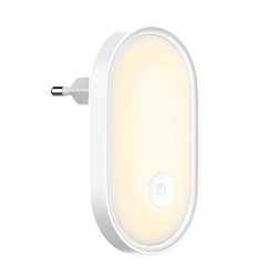 Лампа ночник ColorWay Nightlight, White, 0.5 Вт, 3500K, до 30 Лм, автоматический датчик освещения, регулировка яркости, от сети 220V (CW-NL08-W)