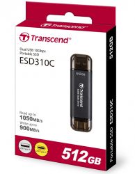 SSD  Transcend ESD310C 512Gb Black USB 3.2 / USB Type-C (TS512GESD310C) -  3