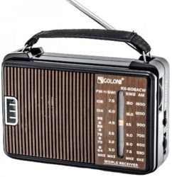  GOLON RX-608, LED, 2x3W, FM ,  , Black, BOX
