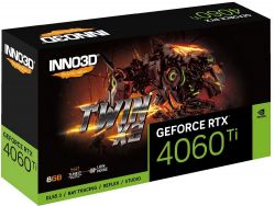  GeForce RTX 4060 Ti, Inno3D, TWIN X2, 8Gb GDDR6, 128-bit, HDMI/3xDP, 2535/18000 MHz, 8-pin (N406T2-08D6-171153N) -  3