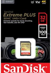 ����� ������ SDHC, 32Gb, SanDisk Extreme Plus, Class10 UHS-I U3 V30, �� 100/60 ��/� (SDSDXWT-032G-GNCIN) - �������� 4
