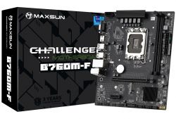 . LGA1700, Maxsun Challenger B760M-F, B760, 2xDDR4, Int.Video(CPU), 3xSATA3, 1xPCI-E 16x 4.0, 1xPCI-E 1x, 1xM.2 4.0, GbE, 2xUSB3.2/4xUSB2.0, VGA/HDMI, MicroATX (MS-Challenger B760M-F)