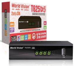 TV-   World Vision T625D5, Black, DVB-T/T2/C, HDMI, 2xUSB,   -  3