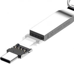 Перехідник USB 2.0 (F) - Type-C (M), Black, Lapara, компактний - Картинка 2