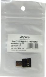 Перехідник USB 2.0 (F) - Type-C (M), Black, Lapara, компактний - Картинка 3