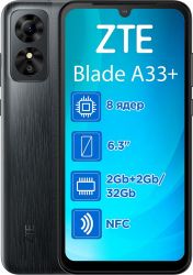  ZTE Blade A33 Plus Grey, 2 Nano-SIM, 6.3" (1014x480) IPS, Unisoc SC9863A 4x1.6GHz+4x1.2GHz, RAM 2GB, ROM 32GB, MicroSD (Max 256Gb), GPS, Wi-Fi, BT, LTE, 2 Cam, Li-Ion 3000mAh, Android 11