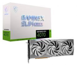  GeForce RTX 4070, MSI, GAMING X SLIM WHITE, 12Gb GDDR6X, 192-bit, HDMI/3xDP, 2625/21000 MHz, 16-pin (RTX 4070 GAMING X SLIM WHITE 12G)