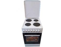 Плита електрична Castle CE-50W, White, поворотні перемикачі, 4 чавунні конфорки (2х1000Вт, 2х1500Вт), електрична духовка з подвійним склом, конвекція, таймер, підсвітка, два тени, металева кришка, в комплекті 1 деко та 1 решітка, 50x60x86.5см - Картинка 2