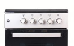 Плита газова PRIME Technics PSG 54002 B, Black/Grey, поворотні перемикачі, 4 газові конфорки, решітка металева емальована, підсвітка духовки, термометр, 50x60x85см - Картинка 4