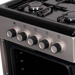 Плита газова PRIME Technics PSG 54002 B, Black/Grey, поворотні перемикачі, 4 газові конфорки, решітка металева емальована, підсвітка духовки, термометр, 50x60x85см - Картинка 6