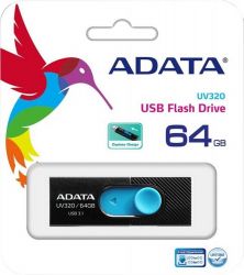USB 3.0 Flash Drive 64Gb ADATA AUV320, Black/Blue (AUV320-64G-RBKBL) -  2