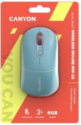 Мышь беспроводная Canyon MW-22, Dark Cyan, Bluetooth / USB 2.4 GHz, оптическая, 800 - 1600 dpi, 6 кнопкок, RGB подсветка, 650 mAh (CNS-CMSW22DC) - Картинка 6