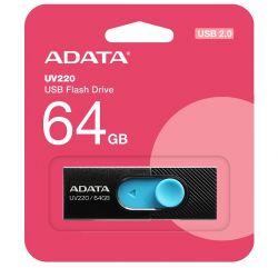 USB Flash Drive 64Gb ADATA UV220, Black/Blue (AUV220-64G-RBKBL) -  3