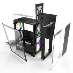 Корпус Montech AIR 1000 PREMIUM, Black, Mid Tower, без БП, для ATX / Micro ATX / Mini ITX, 2xUSB 3.0 / 1xUSB 2.0, макс. CPU - 170 мм / GPU - 340 мм, 3x140 мм ARGB / 1x120 мм ARGB, боковая панель из закаленного стекла - Картинка 6