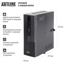  Artline Business B10, Black, Celeron J4005 (2x2.0-2.7 GHz), 8Gb DDR4 2666 MHz SO-DIMM, 240Gb SSD, UHD Graphics 600, 2xUSB 3.1 / 4xUSB 2.0, VGA, DOS, VESA    (B10v14) -  3