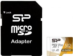  ' microSDXC, 512Gb, Silicon Power Superior Pro, Class 10 UHS-I U3 A1 V30, SD  (SP512GBSTXDU3V20AB)