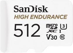   microSDXC, 512Gb, Class 10 UHS-I U3 V30, SanDisk High Endurance, 100 / 40 MB/s, SD  (SDSQQNR-512G-GN6IA) -  2