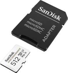   microSDXC, 512Gb, Class 10 UHS-I U3 V30, SanDisk High Endurance, 100 / 40 MB/s, SD  (SDSQQNR-512G-GN6IA) -  3