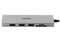 - Fenvi 6--1 F-C601H, Grey, Type-C: 1xHDMI 4K 30Hz, 1xUSB 3.0 5Gbps, 2xUSB 2.0 480Mbps, 2xCardReader: SD 25Mb/s, TF 25Mb/s,  